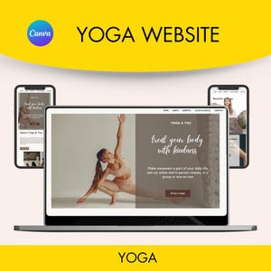 Canva Template: Website for Yoga Studio or Yoga Teacher; one-page simple, modern and clean website