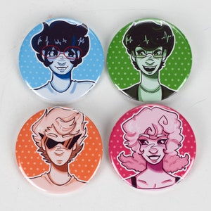 Homestuck Alpha Kids Buttons / Pins / Badges - Homestuck Kids - 2 DIFFERENT SIZES