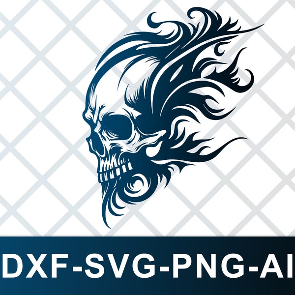 Skull Head Biker Logo SVG DXF PNG Skull Clipart