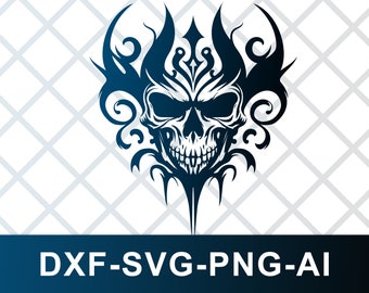 Skull Head Biker Logo SVG DXF PNG Skull Clipart