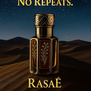 RasaÉ Midnight Amber – Luxury Arabian Perfume Oil | Limited Edition Attar from Dubai | Handcrafted Amber Floral & Musk Blend | Alcohol-Free