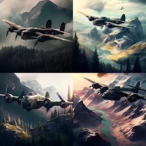 Bring Vintage Planes to Life with Digital Prints in Action - Shop on Etsy for Unique Aviation Decor - set of 5 images