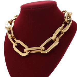 14K Yellow Gold Graduated Paperclip Chain Necklace: Chunky Statement Jewelry