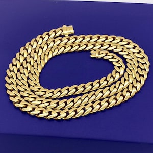 14k Solid Gold Miami Cuban Link Chain Necklace - Unisex Monaco Design