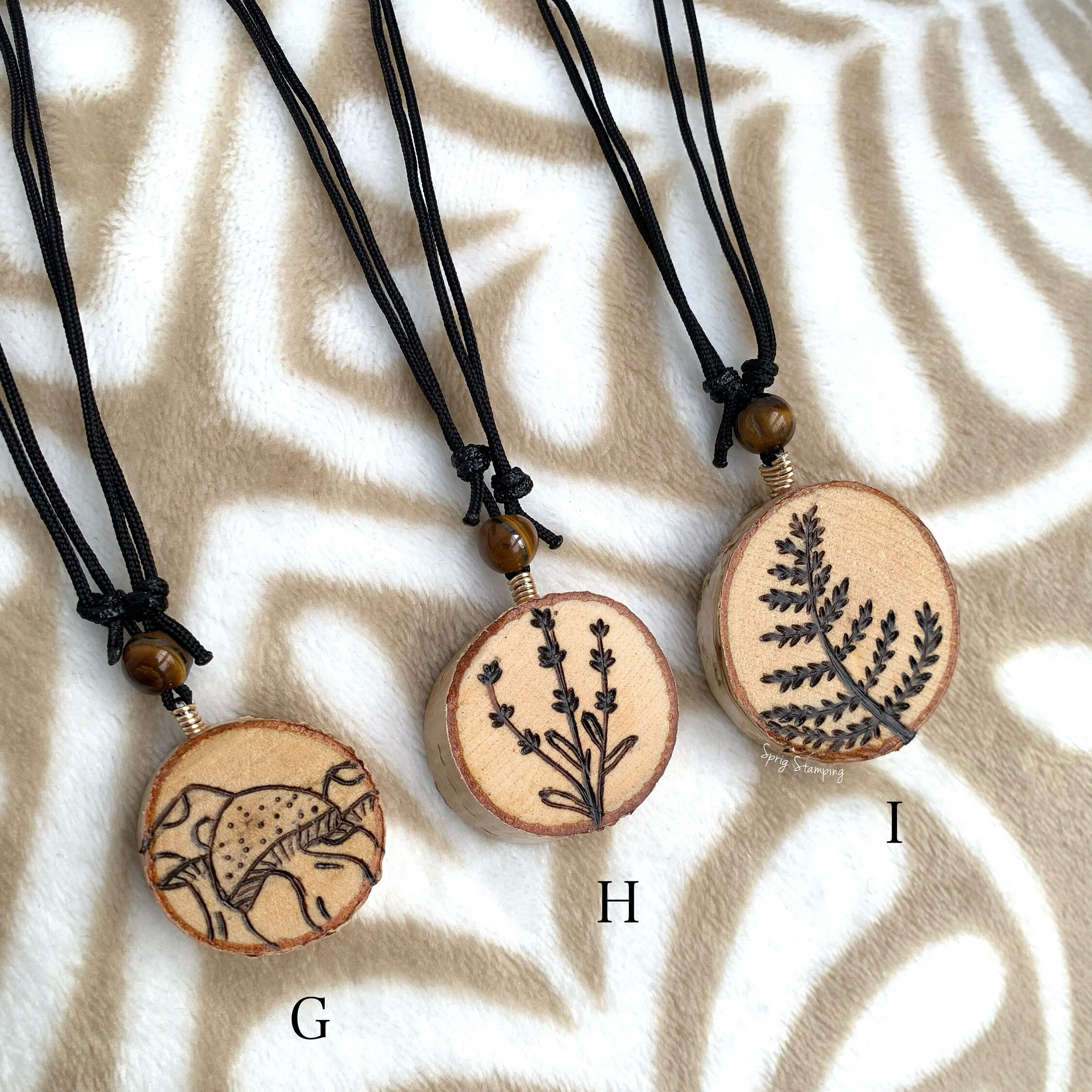 Hand Burned & Painted Wood Slice | 2 in 1 Adjustable Necklace and ...