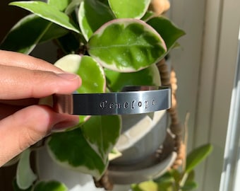 Hand Stamped Cuff Bracelet | Aluminum custom text bracelet | Customized Name Jewelry