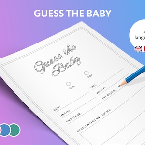 Raad de baby - leuke babyvoorspelling voor babyshower of gender-onthulling - afdrukbare pdf