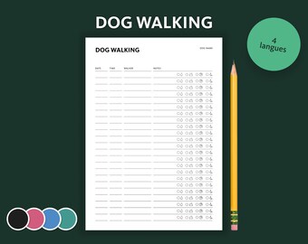 Printable Dog Walking Log Dog Walking Tracker Pet Log Dog - Etsy