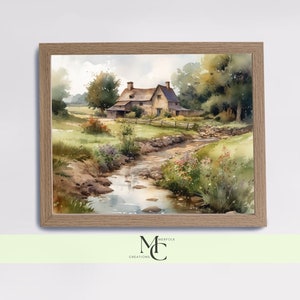 Modern Farmhouse Wall Decor, Farm Watercolor Print, Country Style Decor, Barn Watercolor Print, Watercolor Farmhouse Wall Art, Landscape art