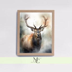 Elk Watercolor Print, Woodland Elk Print, Nature wall art, Elk Wall Decor, Farmhouse Watercolor Decor, Country Decor, Country Wall Art
