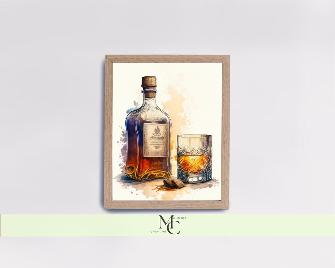 Whiskey Bar Cart Wall Art for Bar Cart Decor for Bars Gift for Whiskey