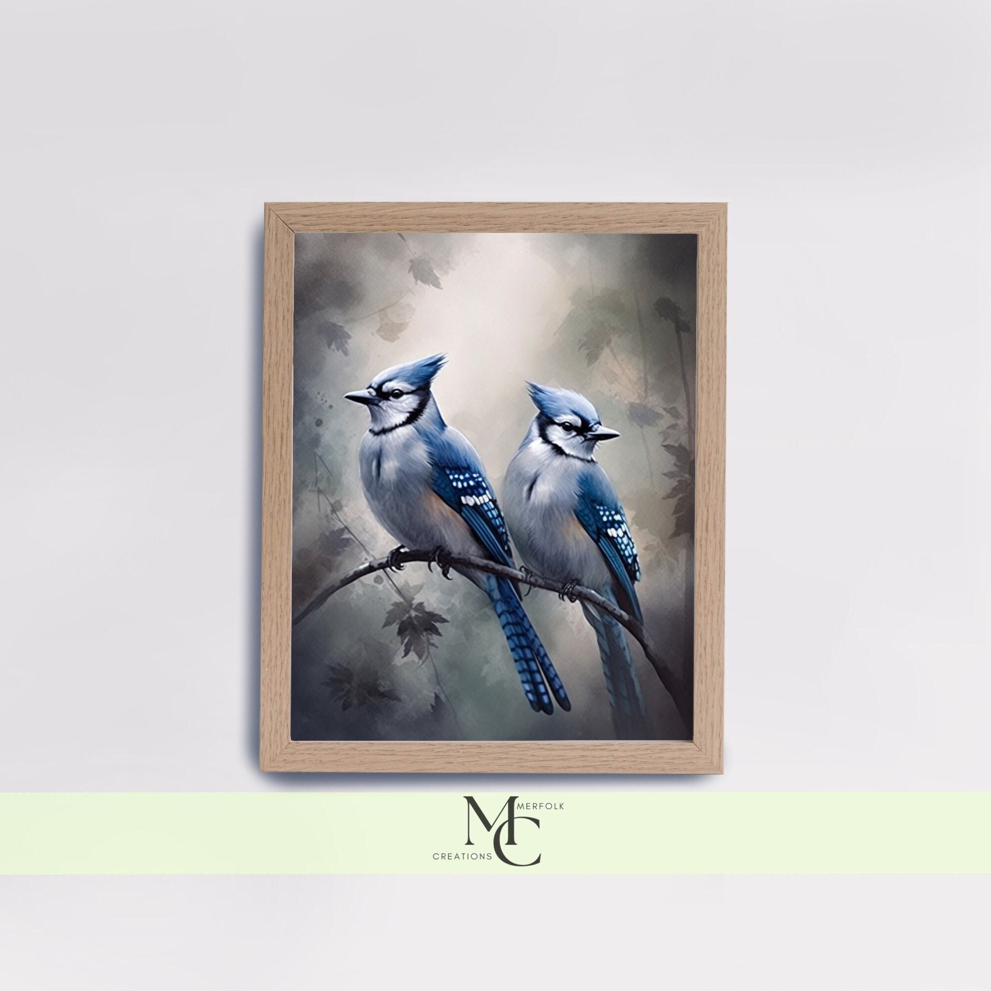Blue Jay Wall Decor for Livingroom Blue Jay Watercolor Print for
