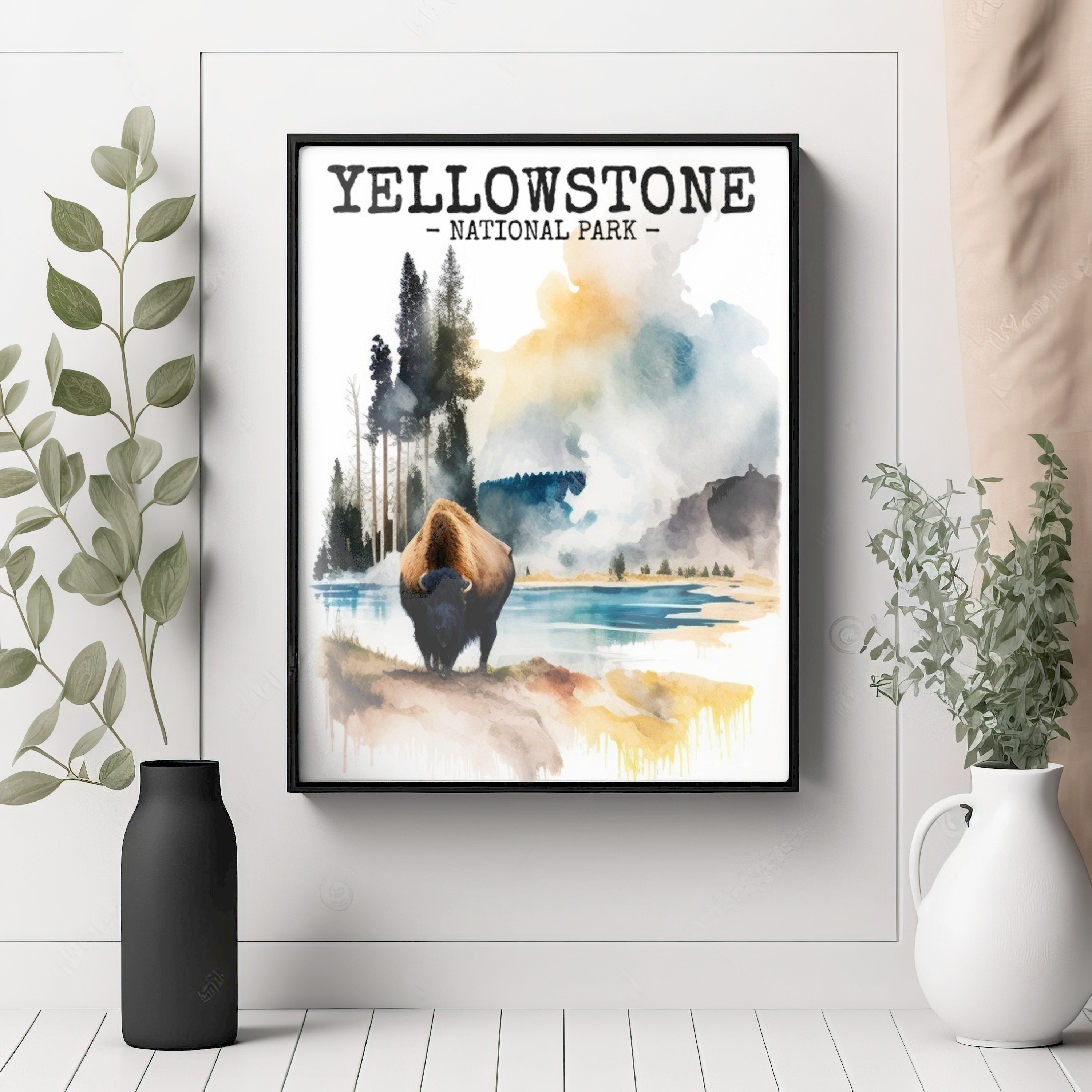 Yellowstone National Park Wall Art Yellowstone Park Poster for Etsy