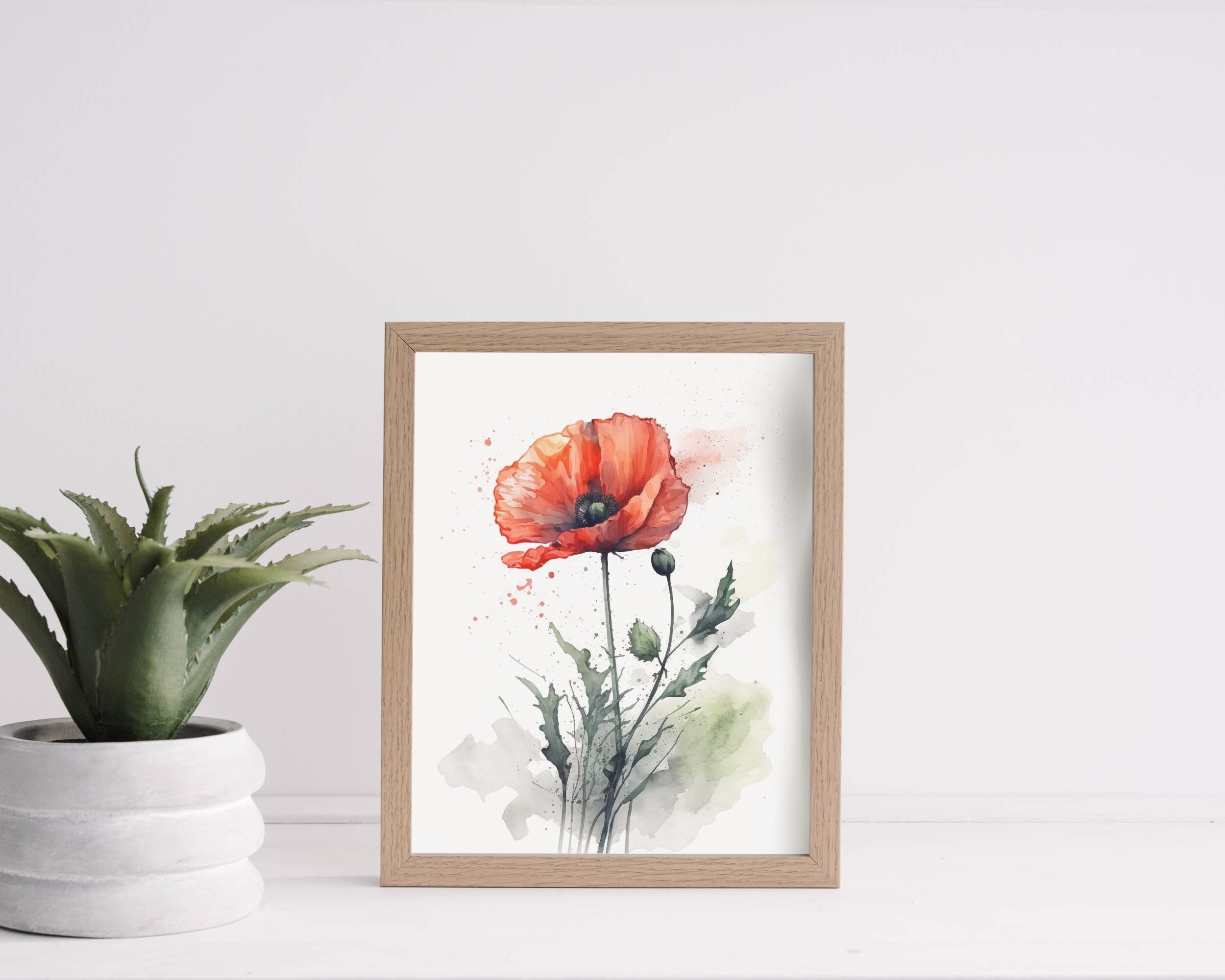 Poppy Wall Decor Art for House Warming Gift for Flower Lover Wall Decor ...