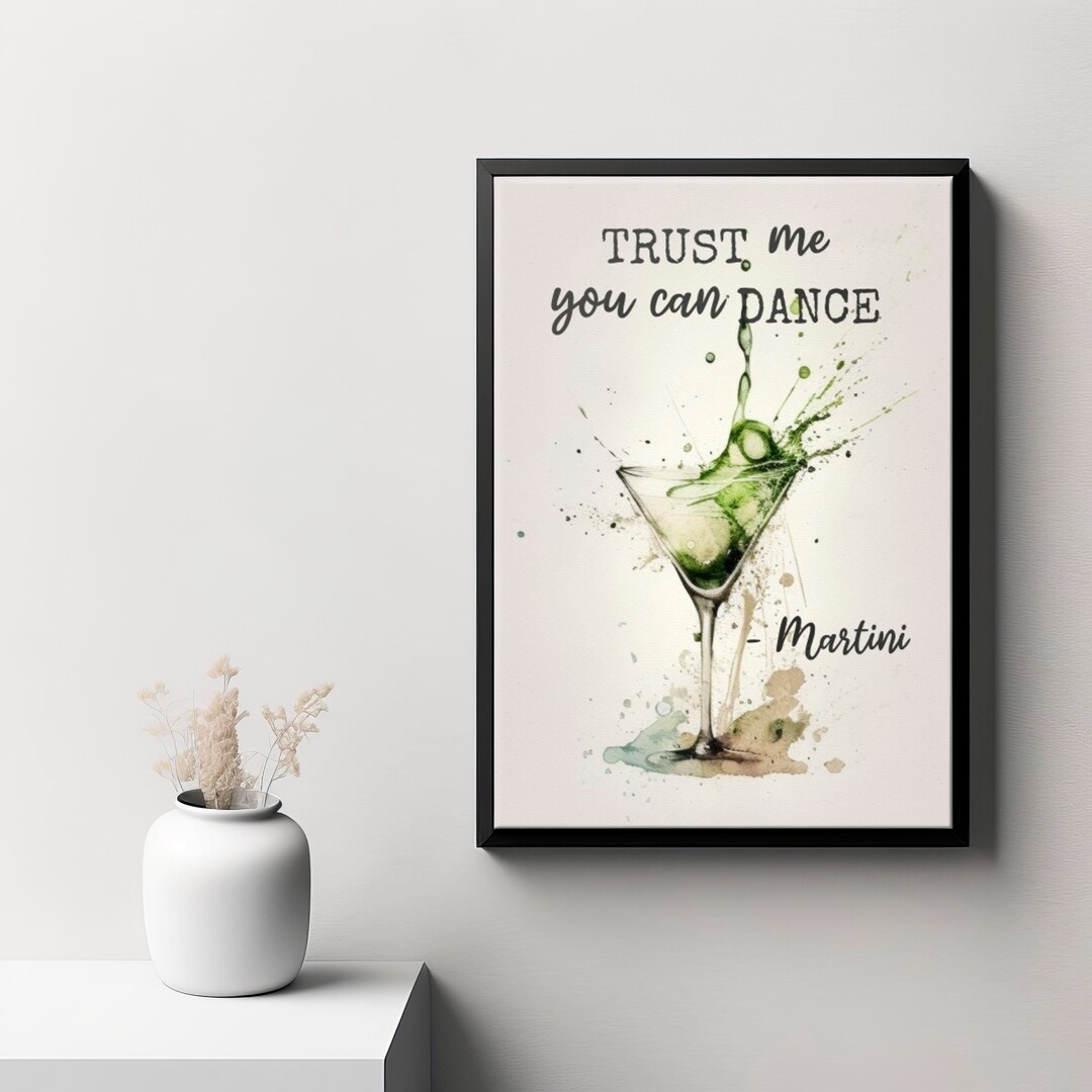 Martini Bar Cart Wall Art for Bar Cart Decor for Tavern Gift for