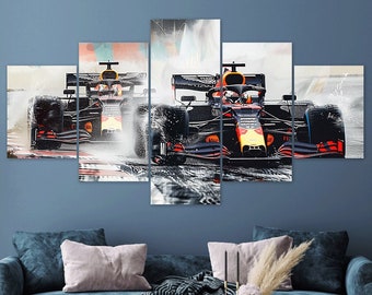 Formula 1 Wet Race Canvas Wall Art, Modern Motorsport Decor