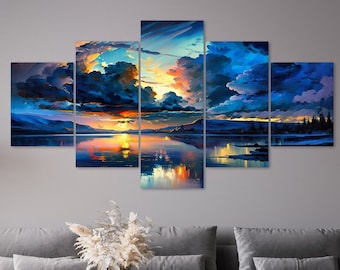 Cherry Blossom Buddha Statue 5 Piece Canvas Wall Art Framed Multi Panel ...