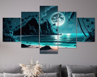 Wolf Wild Animal 5 Piece Canvas Wall Art Framed Multi Panel Prints ...