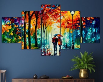 Abstraktes Paar Romantische Szene 5 Stück Leinwand Kunst gerahmt Multi Panel Drucke Gemälde Stil moderne Wohnkultur Kunst