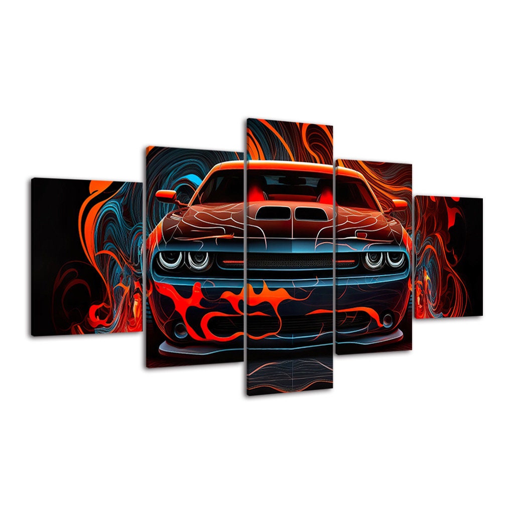 Dodge Challenger Canvas Art, 5 Panel Modern Car Wall Decor - Etsy