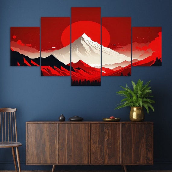 絵画 Red Mountain Fantasy Red Mountain Wall Art | Mountains Print | Canvas Art Bay