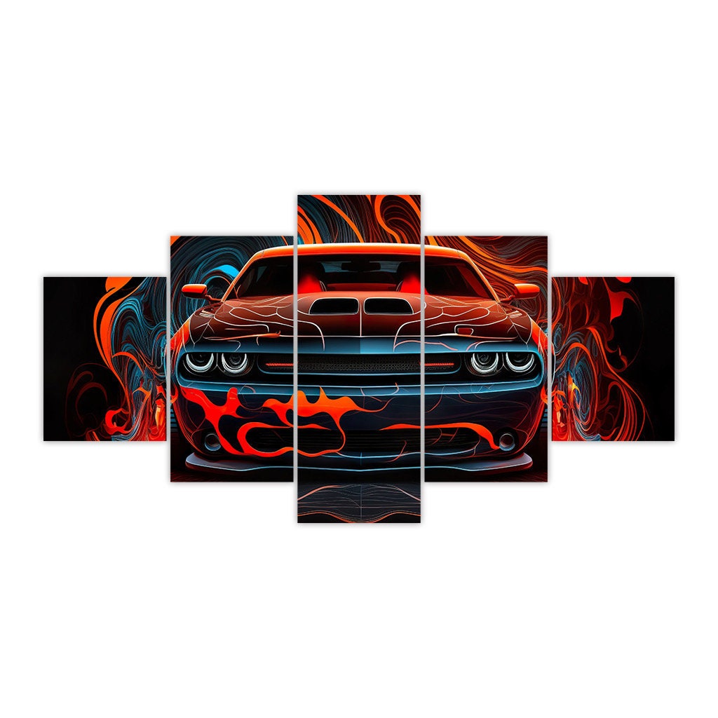 DODGE Challenger インテリア アメ車 絵 Dodge Challenger Canvas Art, 5 Panel Modern Car Wall Decor - Etsy