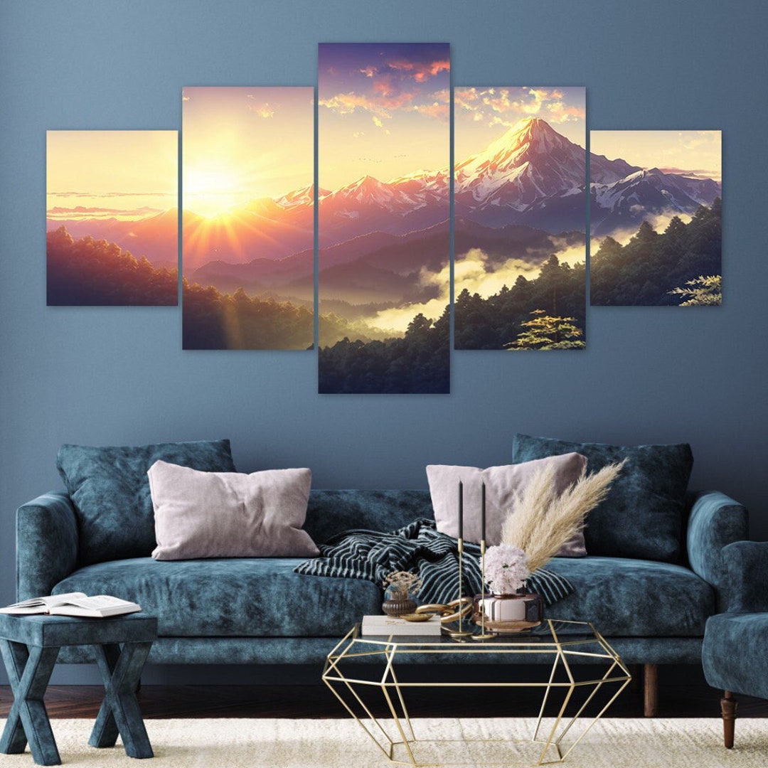 Sunrise Mountain Canvas Print: 5 Piece Multi Panel Wall Art - Etsy