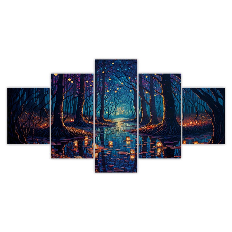 Fantasy Forest Canvas Wall Art, 5 Panel Mystical Home Decor - Etsy