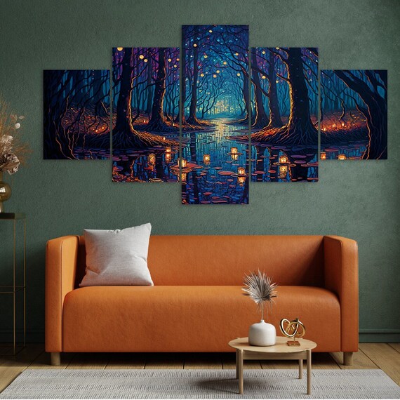 Fantasy Forest Canvas Wall Art, 5 Panel Mystical Home Decor - Etsy