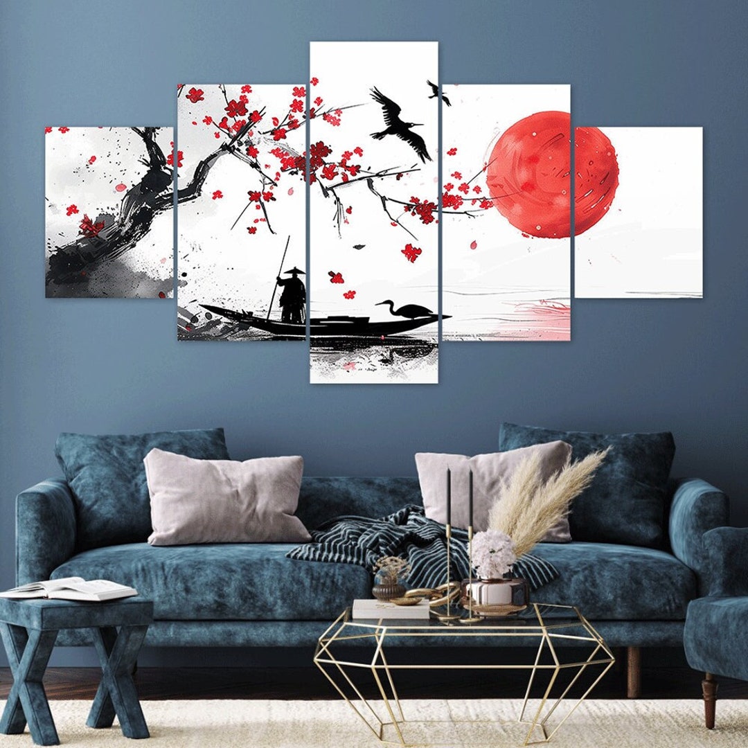 Tapiz Japonés De Anime Samurái, 60 X 40 Pulgadas, Flor De Cerezo, Estilo Japonés, Para Colgar En La Pared, Decoración De Fiesta, Decoración Del Hogar Para Dormitorio, Sala De Estar, Dormitorio