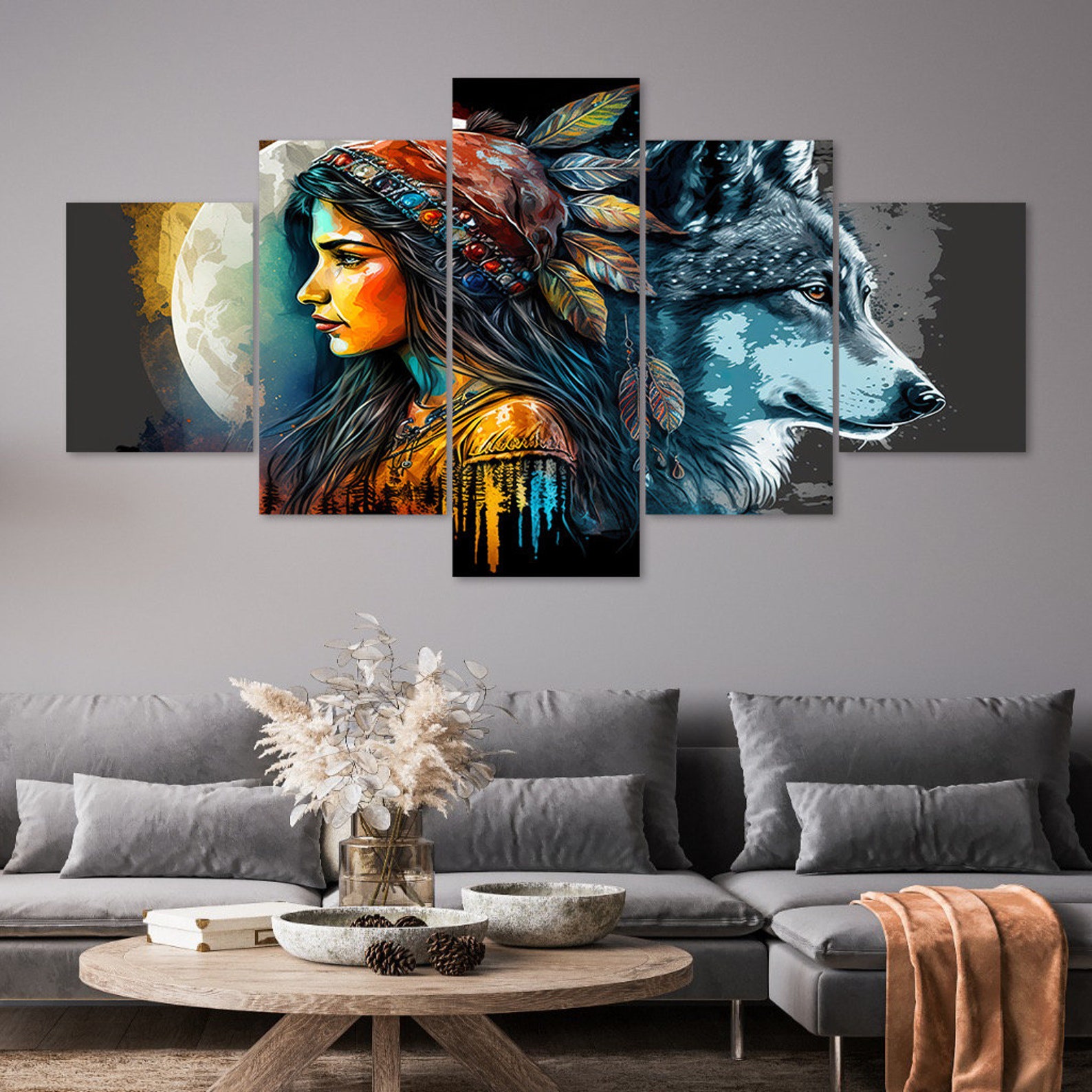 Wolf Girl Stencil - 8.5 X 13 Inch Native American Protector Spirit Guide Template For Walls, Furniture, Fabric - View #6