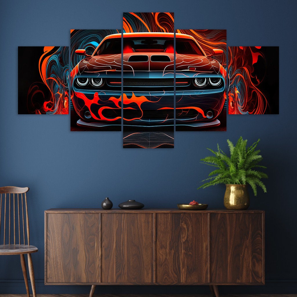 Dodge Challenger Canvas Art, 5 Panel Modern Car Wall Decor - Etsy