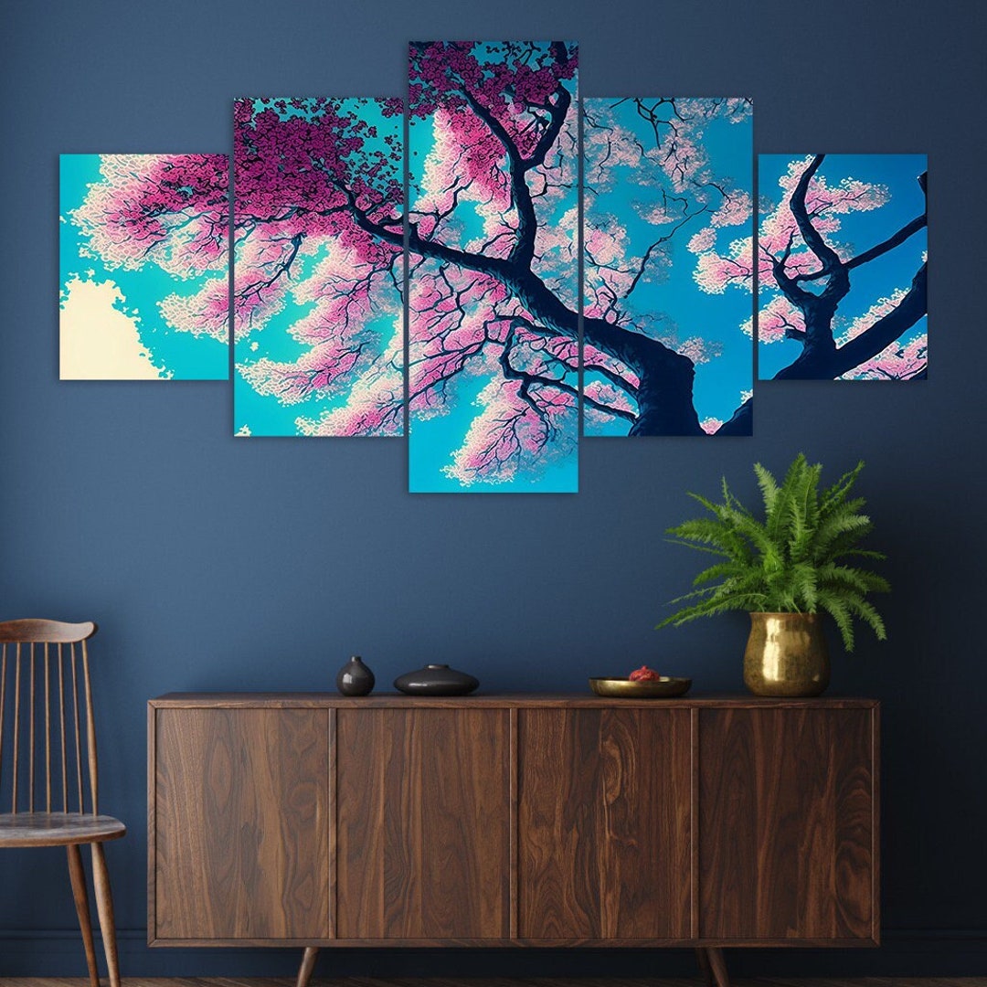 Sakura Cherry Blossom Tree Canvas Wall Art, 5 Panel Print - Etsy