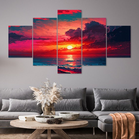 Red Sky Ocean Sunset Canvas Wall Art, Modern Home Decor - Etsy Red Sky Ocean Sunset Canvas Wall Art, Modern Home Decor - Etsy