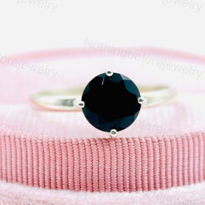 Handmade Black Onyx Sterling Silver Ring: Minimalist Solitaire