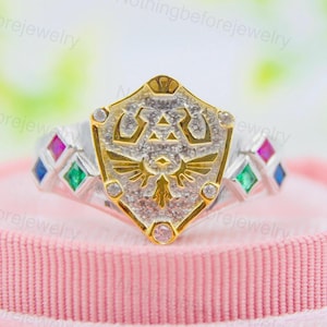 Hylia Schild Ring: Legend of Zelda Sterling Silber Edelstein Ring