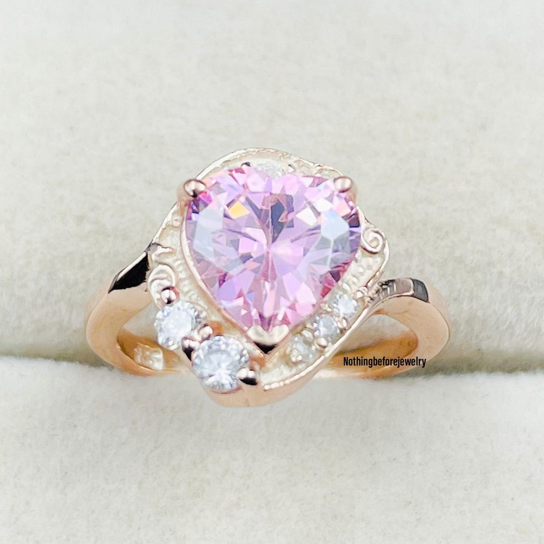 Usagi Sailor Moon Ring Heart Zirconia, Rose Gold Sterling Silver