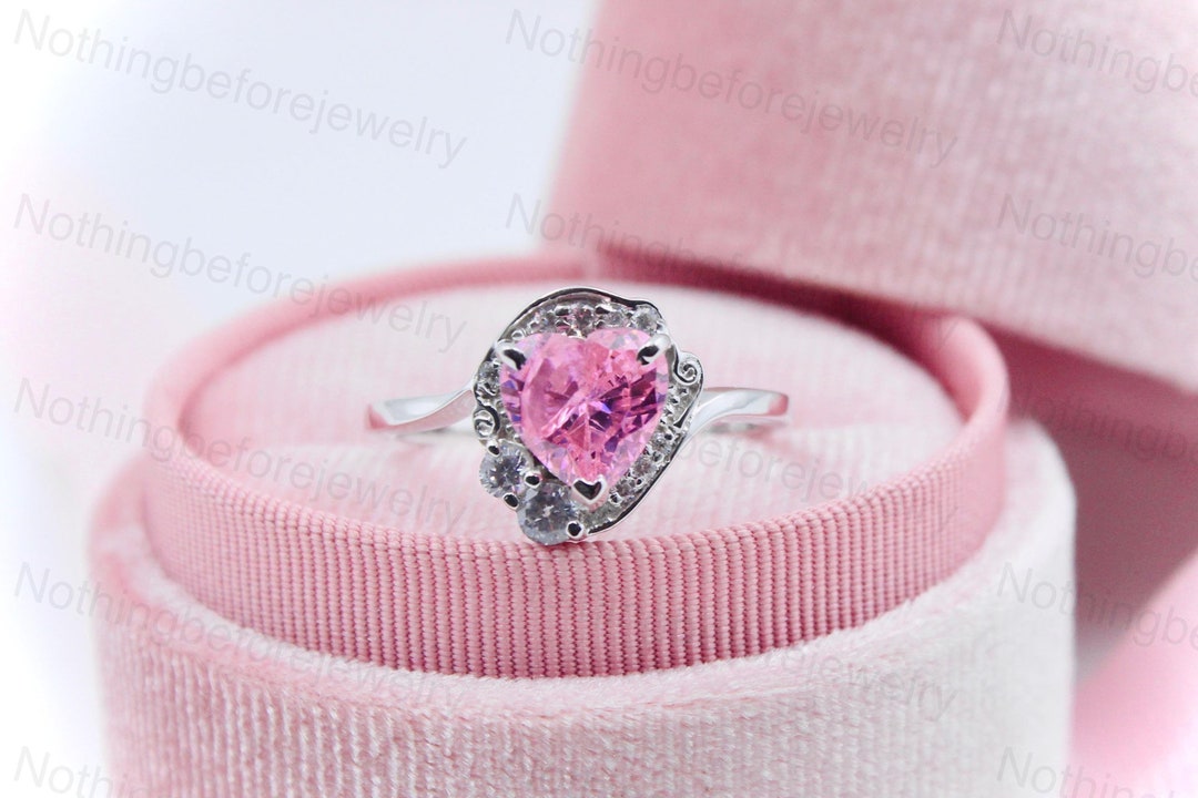 Usagi Sterling Silver Engagement Ring Heart Zirconia, Sailor Moon