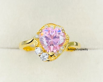 Anillo de compromiso Usagi: Corazón de plata de ley con circonita, joyería de Sailor Moon