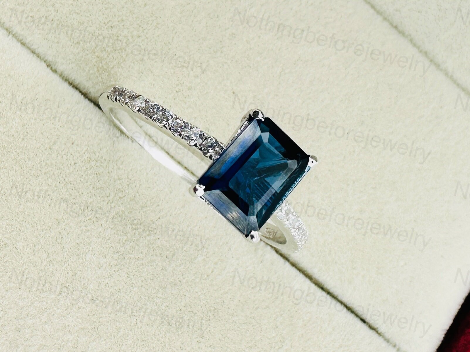 Emerald Cut London Blue Topaz Ring: Sterling Silver Promise Ring - Etsy
