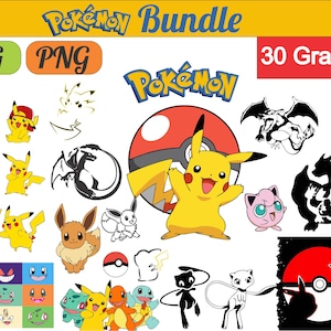 Pokemon Logos Digital Downloads File Bundle (SVG, PNG), Cricut Ready