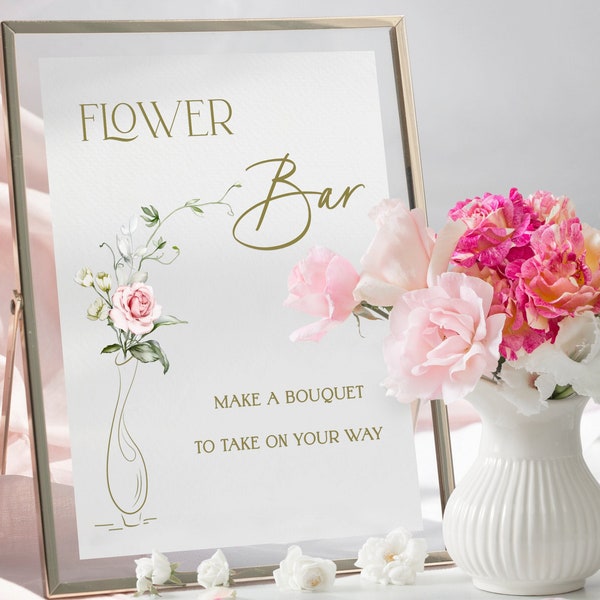 Flower bar sign, Bouquet bar sign, Make a bouquet sign, Flower bouquet favor, Wedding shower sign, Bridal shower sign, Baby shower sign