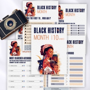 Black history month printable games, I am black history games for kids, Black history trivia games for adults,Black history quiz party games