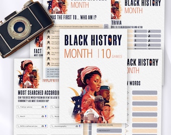 Black history month printable games, I am black history games for kids, Black history trivia games for adults,Black history quiz party games