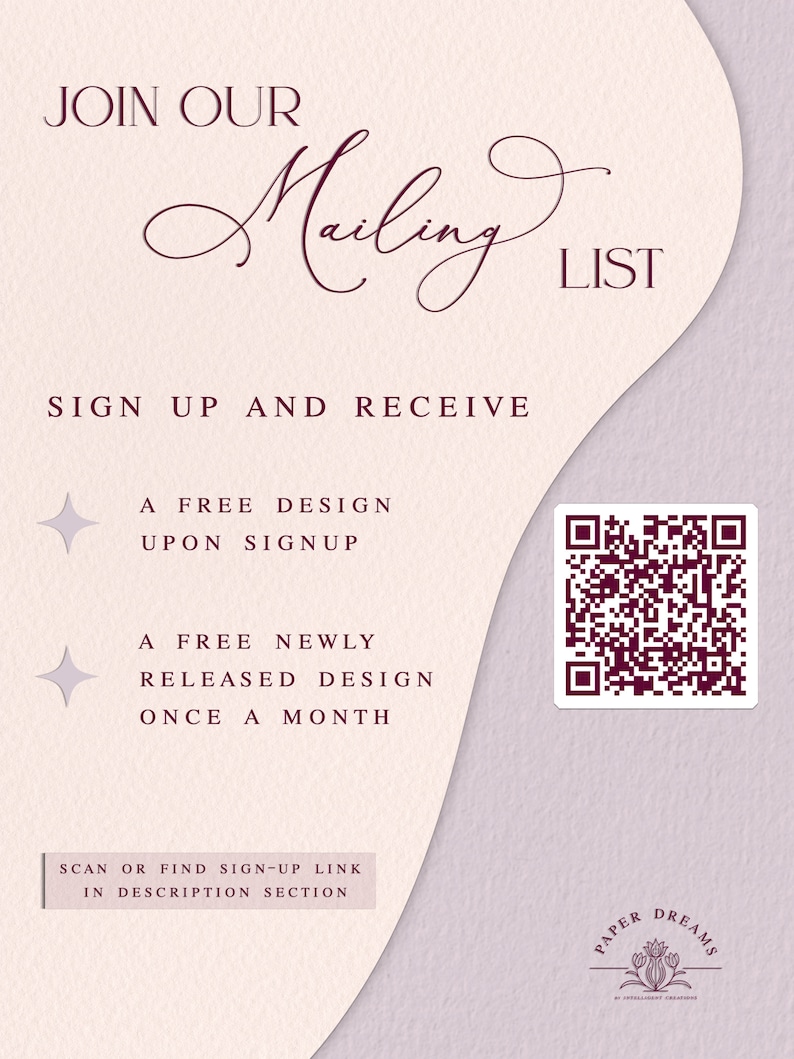 Join Our Emailing List for updates and exclusive offers. All our subscribers enjoy a free product on sign-up and once a month. New items are added to the store on a regular basis. Join at https://intelligent-creations.com/paper_dreams_subscribe