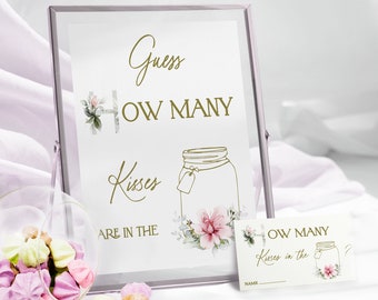 Guess how many kisses in the jar, Guess how many kisses for the soon to be mrs, Guess how many candies in the jar, Guess the kisses game