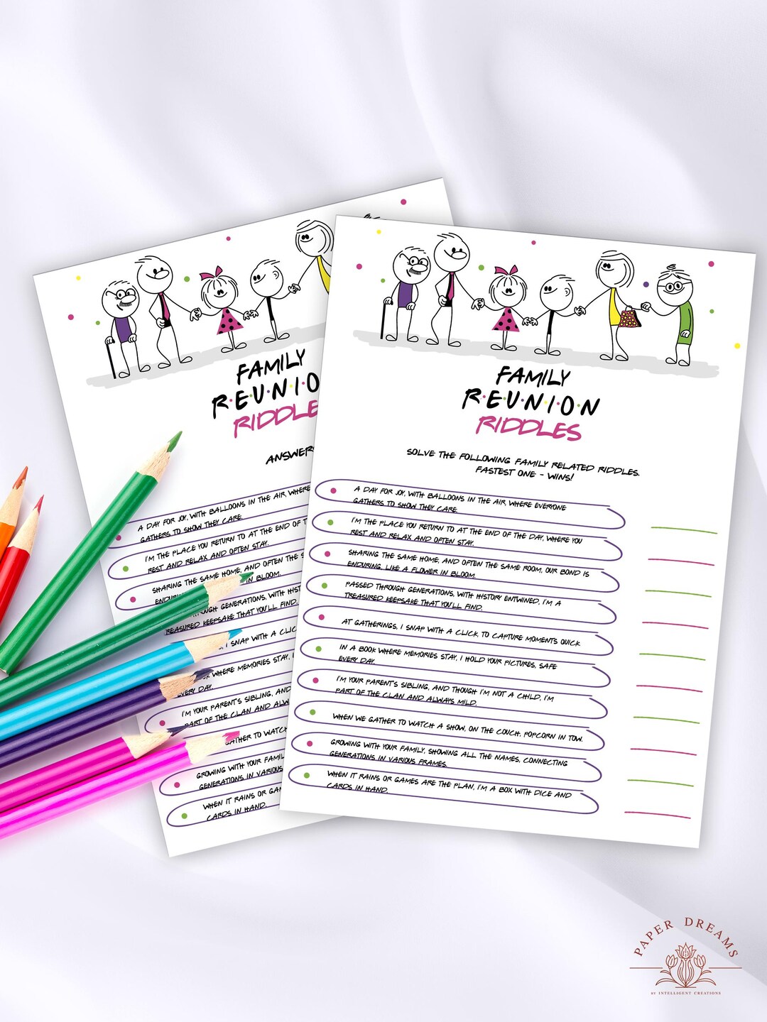 Family Riddles Pdf Family Reunion Riddles for Adults & Kids, Digital Download Virtual ...