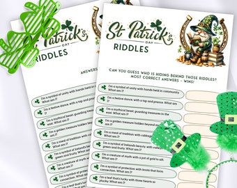 St Patricks Day riddles game for kids with answers, Riddle me this St Pattys Day game, St Paddys Day printable games for boys, girls & teens