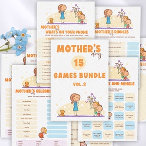 Funny Mothers Day games printable bundle Vol3, Mothers Day brunch, Dia de la Madre, Happy Mothers Day adult games, Digital tea party games