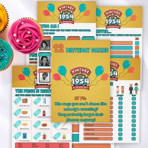 Instant download 70th birthday party games,70th birthday games for adults,70th birthday trivia,70 years ago born in 1954,70th birthday ideas